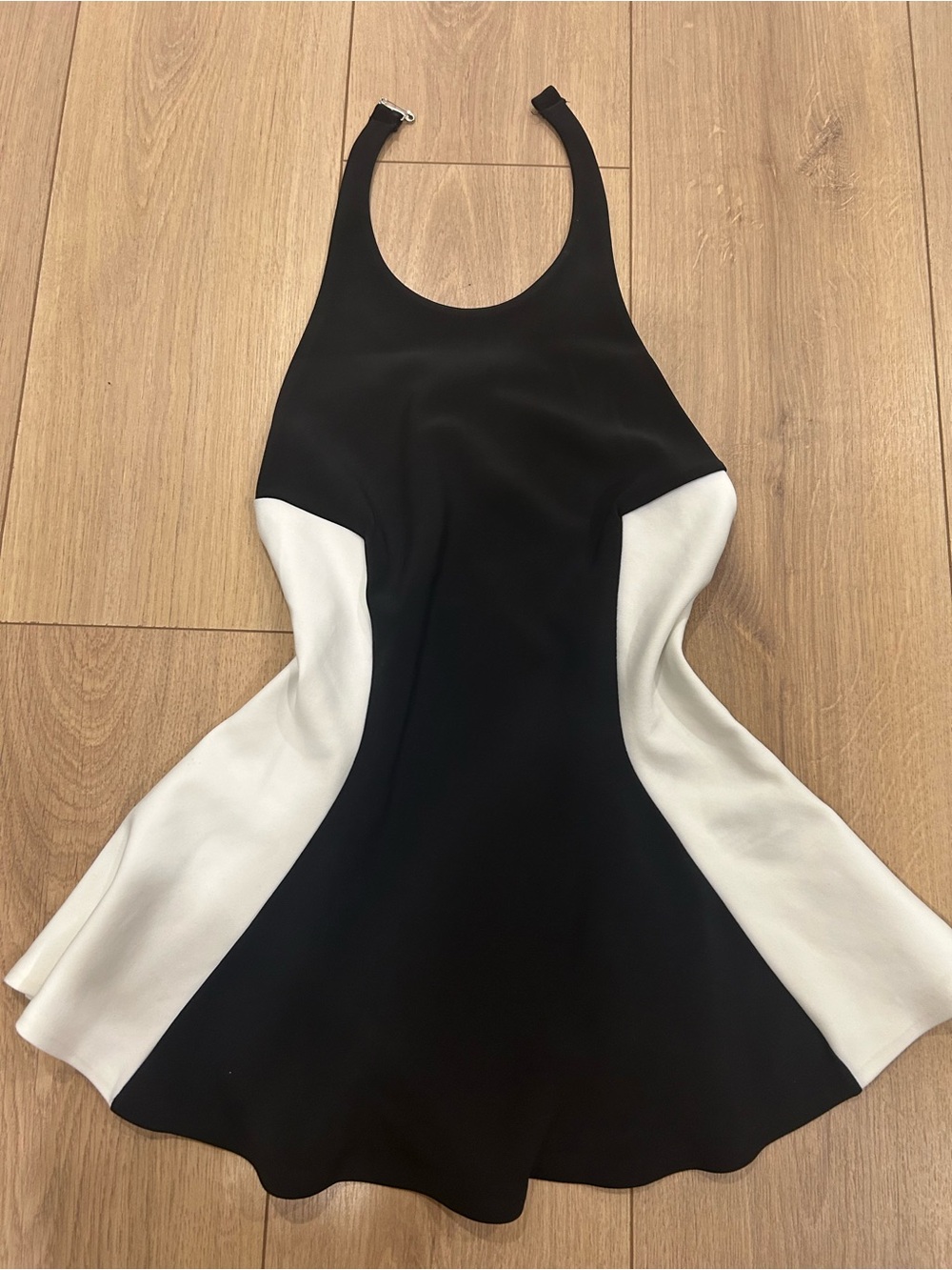 Black & White Halter Fit-and-Flare Dress